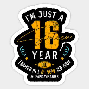 64 Years Old Leap Year Birthday 16 Men Women Leap Day Sticker